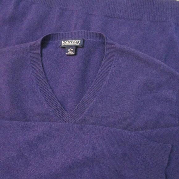 Mens Purple CASHMERE Classic V Neck Pullover Sweater - Picture 5 of 8